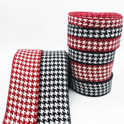 10 mm 15 mm 25 mm 38 mm „Houndstooth“ languotas kaspinas Rankų darbo juostelė lanko vakarėliui, vestuvių Kalėdų dekoravimui, „pasidaryk pats“ dovanų pakavimui