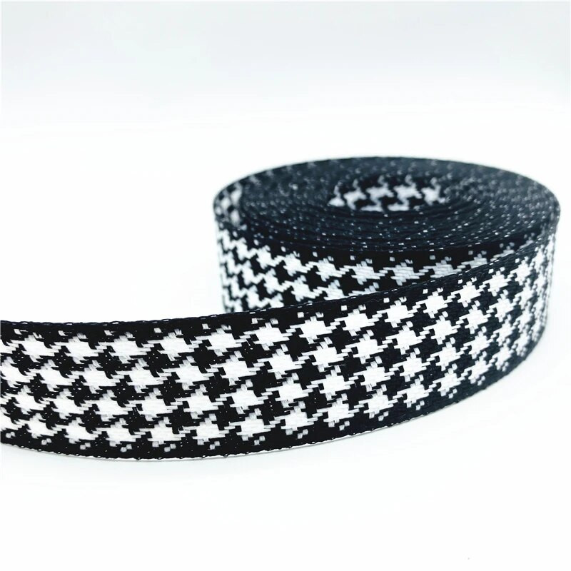 10mm 15mm 25mm 38mm Houndstooth Plaid Ribbon Panglică lucrată manual pentru arc petrecere nuntă decorațiuni de Crăciun DIY ambalaj cadou
