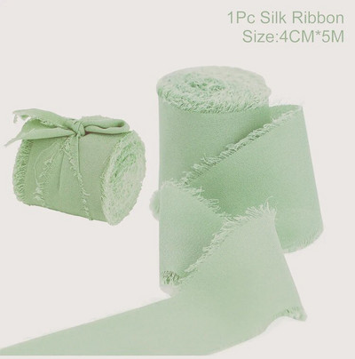 „Pasidaryk pats“ su briaunomis šifono, primenančio šilką, juostelės, vestuvių kvietimo puokštės audinys 4 cm x 5 m Kalėdų dekoravimo dovanų pakavimas