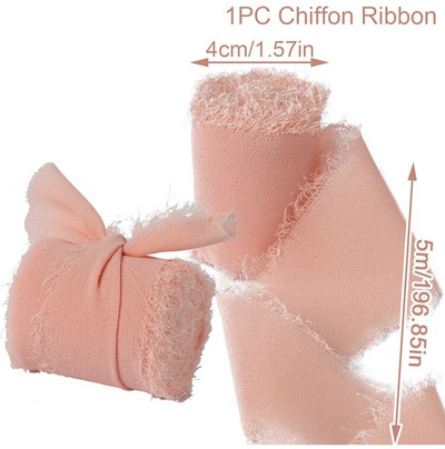 „Pasidaryk pats“ su briaunomis šifono, primenančio šilką, juostelės, vestuvių kvietimo puokštės audinys 4 cm x 5 m Kalėdų dekoravimo dovanų pakavimas