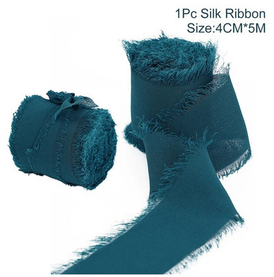 „Pasidaryk pats“ su briaunomis šifono, primenančio šilką, juostelės, vestuvių kvietimo puokštės audinys 4 cm x 5 m Kalėdų dekoravimo dovanų pakavimas