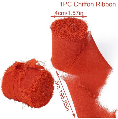 „Pasidaryk pats“ su briaunomis šifono, primenančio šilką, juostelės, vestuvių kvietimo puokštės audinys 4 cm x 5 m Kalėdų dekoravimo dovanų pakavimas