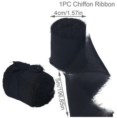 „Pasidaryk pats“ su briaunomis šifono, primenančio šilką, juostelės, vestuvių kvietimo puokštės audinys 4 cm x 5 m Kalėdų dekoravimo dovanų pakavimas