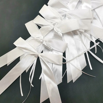 (50 бр./опаковка) 20 см бяла ръчно изработена панделка от сатенена панделка за момиче Аксесоари за фиби Облекло Колокация Подаръци Сватбена украса