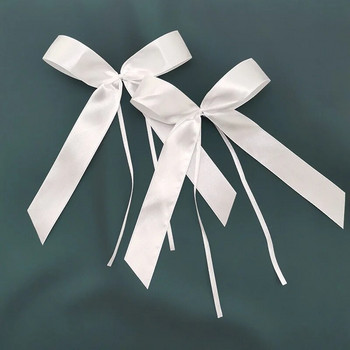(50 бр./опаковка) 20 см бяла ръчно изработена панделка от сатенена панделка за момиче Аксесоари за фиби Облекло Колокация Подаръци Сватбена украса