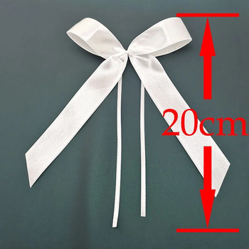 (50 τεμ./συσκευασία) 20cm Λευκό Χειροποίητο Σατέν Κορδέλα Φιόγκος Για Κορίτσι Φουρκέτα Αξεσουάρ Συναρμολόγηση Ρούχων Δώρα Στολισμός Γάμου