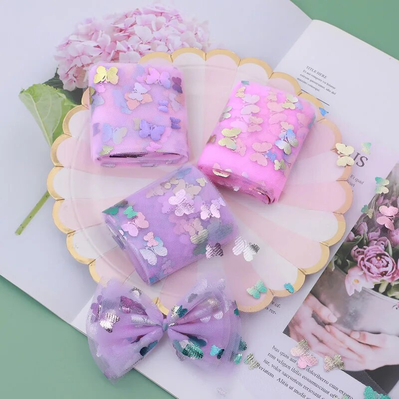 60mm/120mm (4,5m/rull) Organza paelaga pakkimine jõulupidu Kodu DIY kingituste pakkimine Pulmakaunistusteibid DIY tülllint