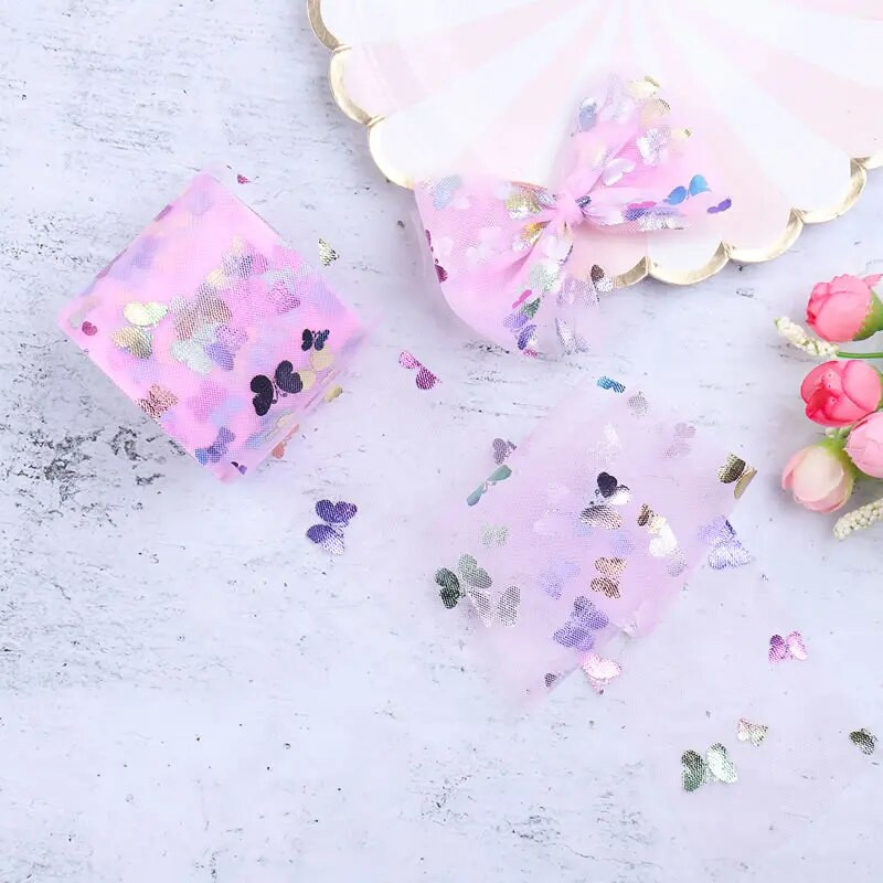 60mm/120mm (4,5m/rull) Organza paelaga pakkimine jõulupidu Kodu DIY kingituste pakkimine Pulmakaunistusteibid DIY tülllint