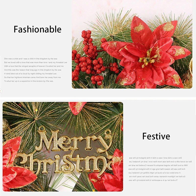 Χριστουγεννιάτικα Στεφάνια Πόρτας Κρεμαστό 30cm Μεγάλο Χριστουγεννιάτικο στεφάνι για Παράθυρο Πόρτας Τεχνητό Κρεμαστό Διακόσμηση πάρτι σπιτιού 2023 Πρωτοχρονιά