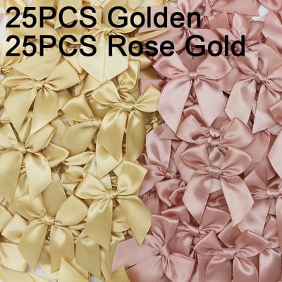 50 DB Rózsaszín szatén szalag masni Dekoráció Kis masnival ajándék masni kézművességhez Virág esküvői masni születésnapi barkácsolás party dekoráció