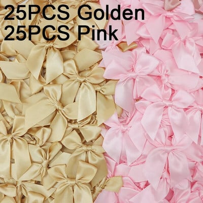 50 DB Rózsaszín szatén szalag masni Dekoráció Kis masnival ajándék masni kézművességhez Virág esküvői masni születésnapi barkácsolás party dekoráció