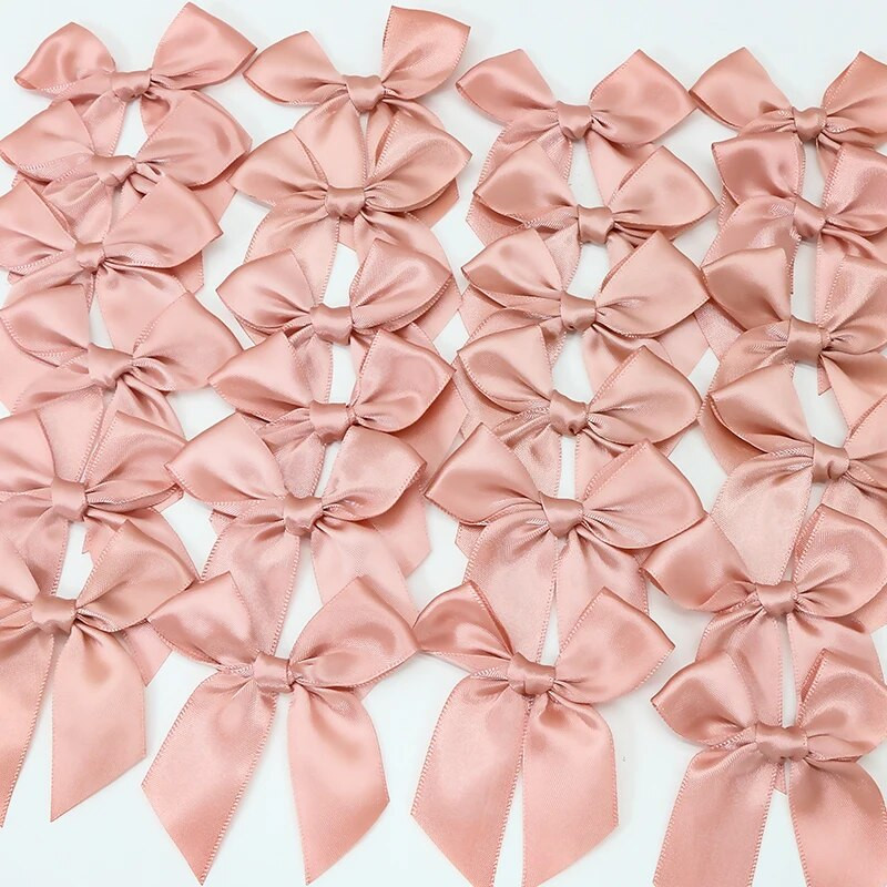 50 DB Rózsaszín szatén szalag masni Dekoráció Kis masnival ajándék masni kézművességhez Virág esküvői masni születésnapi barkácsolás party dekoráció