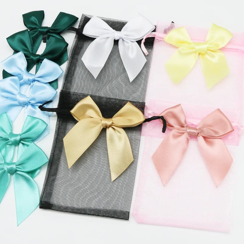 50 DB Rózsaszín szatén szalag masni Dekoráció Kis masnival ajándék masni kézművességhez Virág esküvői masni születésnapi barkácsolás party dekoráció