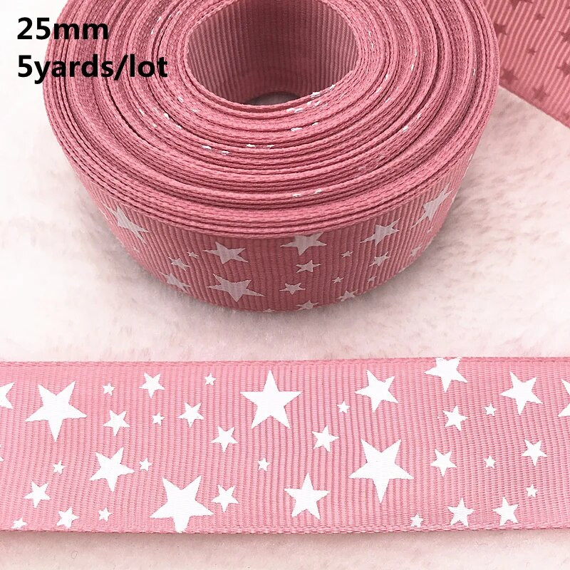 Kuum müük 5 jardi 25 mm (1") Grosgrain lindiga trükitud tähed jõuludeks pulmakaunistuseks DIY õmblemine ja käsitöö