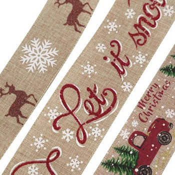 5 м Коледна панделка от плат „Направи си сам“ Панделка от чул с кабелни ръбове Опаковане на подаръци за коледно дърво Декоративна лента „Направи си сам“ венец, лъкове, занаяти
