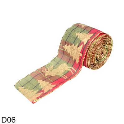 5 m Ziemassvētku DIY auduma lente audekla lente ar vadu malu dāvanu iesaiņošana Ziemassvētku eglītes dekorēšanai lente DIY vainags loki Amatniecība