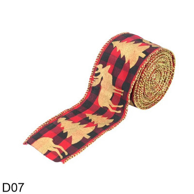 5 m Ziemassvētku DIY auduma lente audekla lente ar vadu malu dāvanu iesaiņošana Ziemassvētku eglītes dekorēšanai lente DIY vainags loki Amatniecība