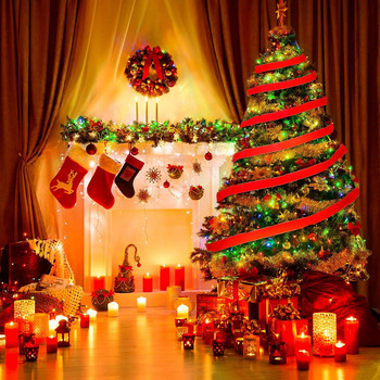 Χριστουγεννιάτικη βελούδινη κορδέλα με χρυσή κορδέλα 5 γιαρδών για χριστουγεννιάτικες φιόγκους στεφάνι Floral Craft Στολίδι για το σπίτι Χριστουγεννιάτικο δέντρο
