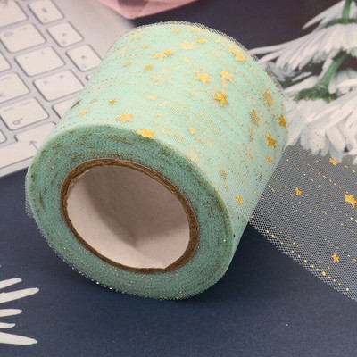 6 cm 25 jardi zvaigžņots tilla zelta zvaigznes punktiņu sietveida lentes lente, kas paredzēta ar rokām darinātiem rokdarbiem matu vītnes cepšanai, kūkas virskārtas princeses ornamentam