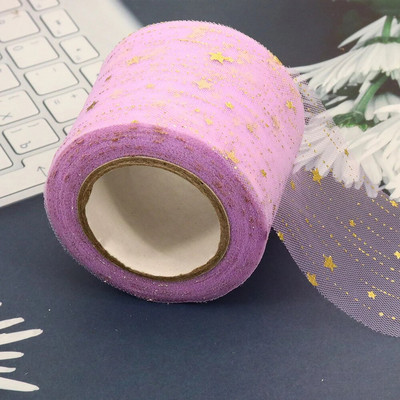 6 cm 25 jardi zvaigžņots tilla zelta zvaigznes punktiņu sietveida lentes lente, kas paredzēta ar rokām darinātiem rokdarbiem matu vītnes cepšanai, kūkas virskārtas princeses ornamentam