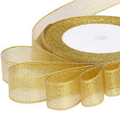 25 Yards/Rolă Ambalare pentru cadou de nuntă Panglici din satin Fundă pentru meșteșuguri DIY Ceapă de aur Panglici cu sclipici din organza Decorație de Crăciun acasă