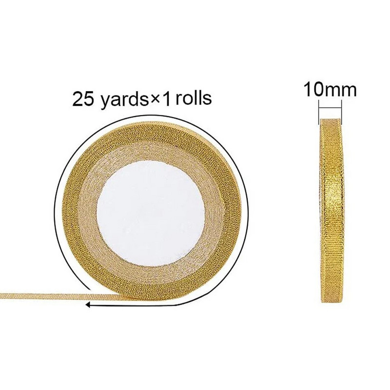 25 Yards/Rolă Ambalare pentru cadou de nuntă Panglici din satin Fundă pentru meșteșuguri DIY Ceapă de aur Panglici cu sclipici din organza Decorație de Crăciun acasă