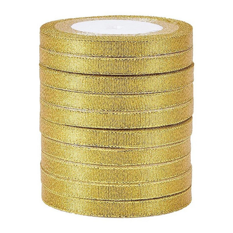25 Yards/Rolă Ambalare pentru cadou de nuntă Panglici din satin Fundă pentru meșteșuguri DIY Ceapă de aur Panglici cu sclipici din organza Decorație de Crăciun acasă
