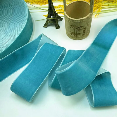 38MM 1/3/5 Yards Borarany fekete kék Szín Single Face Nylon Bársony Szalag Nincs Stretch Velúr Szalagok Heveder DIY Tartozékok