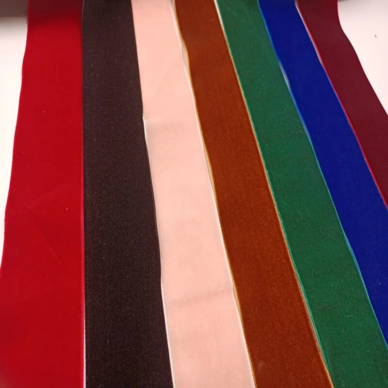 38MM 1/3/5 Yards Borarany fekete kék Szín Single Face Nylon Bársony Szalag Nincs Stretch Velúr Szalagok Heveder DIY Tartozékok