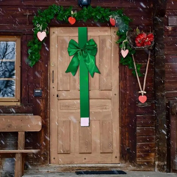 Външни коледни лъкове Коледна врата червен лък с панделка Коледни лъкове за опаковане на подаръци Предна врата Украса за коледна елха