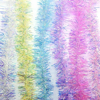 2M 3cm/5cm Rainbow Color Foil Foil Rattan Tinsel Streamer Χριστουγεννιάτικο Δέντρο Κρεμαστό Γιρλάντα Χριστουγεννιάτικο Δέντρο Στολίδια Προμήθειες Διακόσμηση