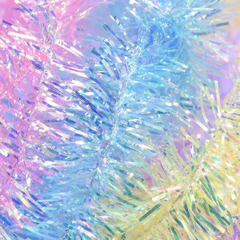 2M 3cm/5cm Цветно фолио с цвят на дъгата Фолио от ратан сърма Стример Коледно дърво Висящ гирлянд Орнаменти за коледно дърво Консумативи Декор