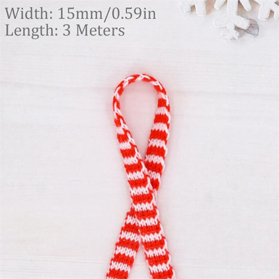 3M Χριστουγεννιάτικη κόκκινη πράσινη πολυεστερική κορδέλα πλεξίματος για μίνι κούκλα κασκόλ DIY Crafts Χριστουγεννιάτικο δέντρο μπουκάλι κρασιού Διακόσμηση συσκευασίας δώρου