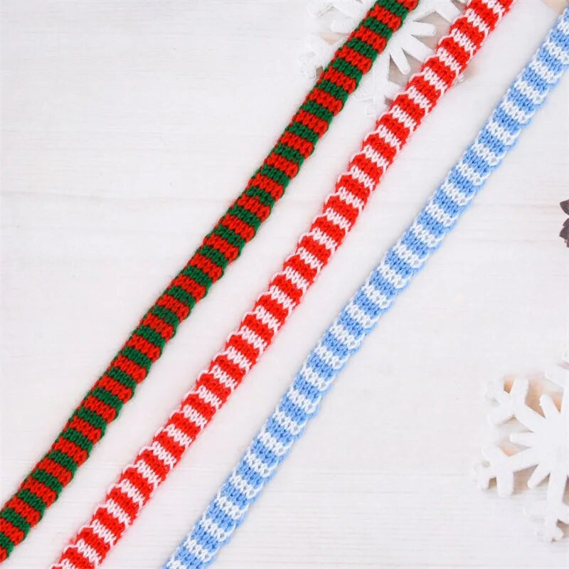 3M Χριστουγεννιάτικη κόκκινη πράσινη πολυεστερική κορδέλα πλεξίματος για μίνι κούκλα κασκόλ DIY Crafts Χριστουγεννιάτικο δέντρο μπουκάλι κρασιού Διακόσμηση συσκευασίας δώρου