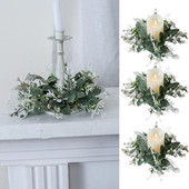 25 cm kunstrohelise pärg küünlajalgadele võltslehtedele küünlarõngas vanikupärja pulmapidu jõululauakaunistus