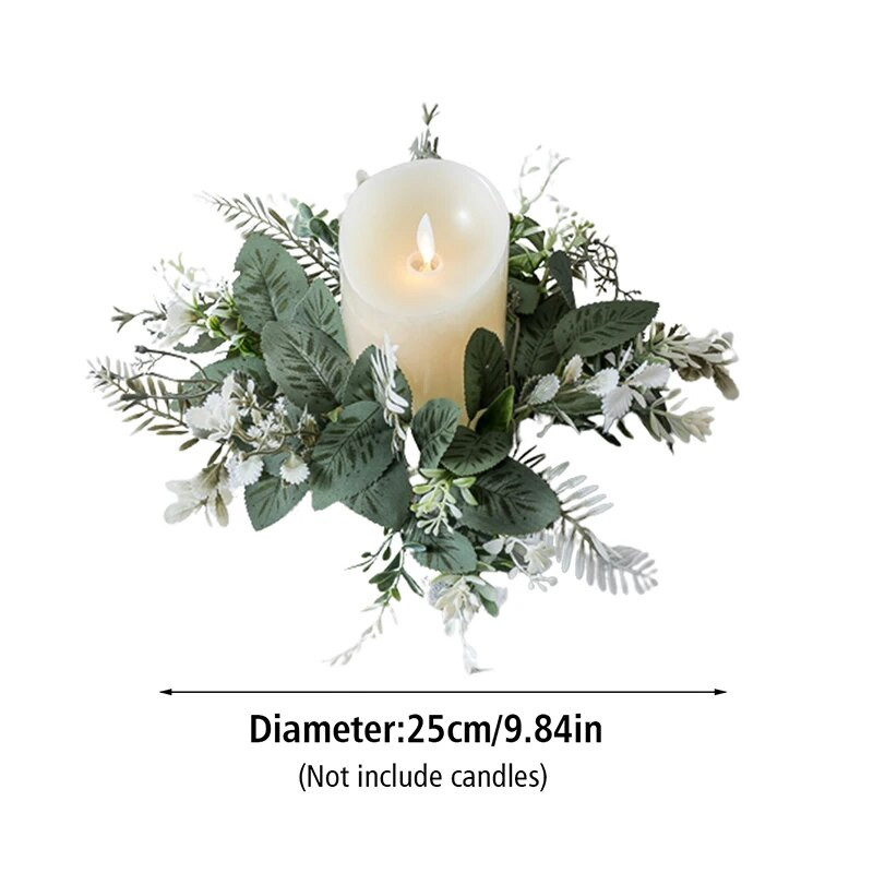 25 cm kunstrohelise pärg küünlajalgadele võltslehtedele küünlarõngas vanikupärja pulmapidu jõululauakaunistus