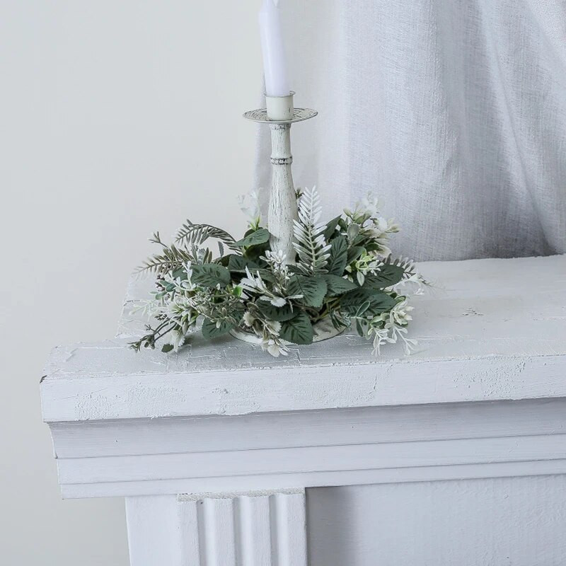 25 cm kunstrohelise pärg küünlajalgadele võltslehtedele küünlarõngas vanikupärja pulmapidu jõululauakaunistus