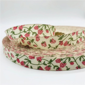 5 ярда/партида 15 мм памучна панделка с отпечатани цветя Ръчно изработен дизайн за коледна украса Направи си сам плат за шиене на облекло