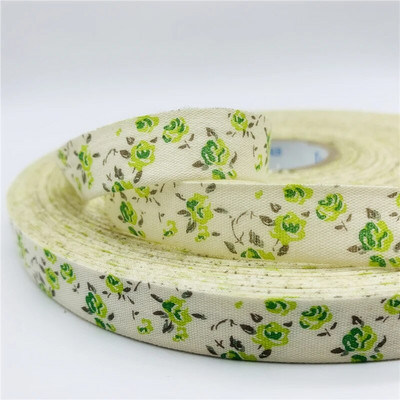 5 γιάρδες/Παρτίδα 15 χιλιοστών Τυπωμένη βαμβακερή κορδέλα λουλουδιών Χειροποίητη σχεδίαση για χριστουγεννιάτικη διακόσμηση Ύφασμα ραπτικής ρούχων DIY