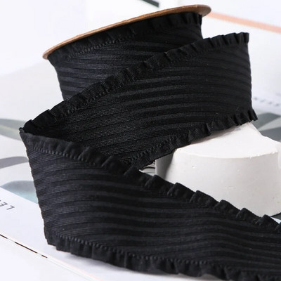 5 Yards Falbala Ruffled Κορδέλα Twill Κορδέλες με φύλλα Lotus 25/38mm Φιόγκοι για τα μαλλιά DIY Crafts Χειροποίητα αξεσουάρ YM2023030201