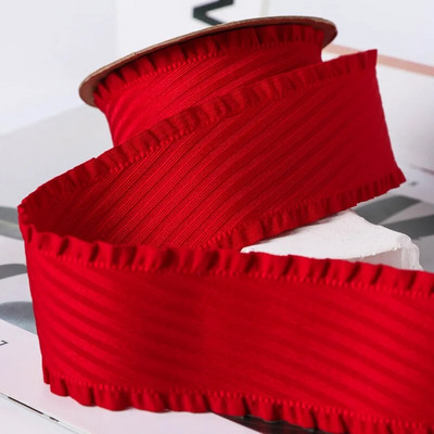 5 Yards Falbala Ruffled Κορδέλα Twill Κορδέλες με φύλλα Lotus 25/38mm Φιόγκοι για τα μαλλιά DIY Crafts Χειροποίητα αξεσουάρ YM2023030201