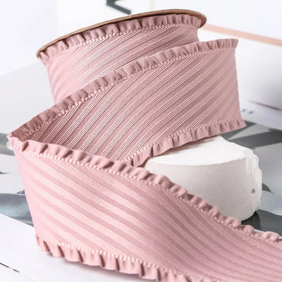 5 Yards Falbala Ruffled Κορδέλα Twill Κορδέλες με φύλλα Lotus 25/38mm Φιόγκοι για τα μαλλιά DIY Crafts Χειροποίητα αξεσουάρ YM2023030201