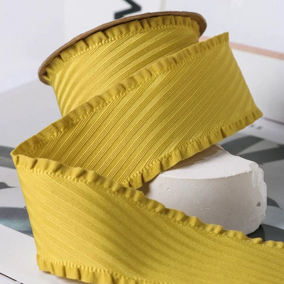 5 Yards Falbala Ruffled Κορδέλα Twill Κορδέλες με φύλλα Lotus 25/38mm Φιόγκοι για τα μαλλιά DIY Crafts Χειροποίητα αξεσουάρ YM2023030201