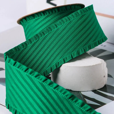 5 Yards Falbala Ruffled Κορδέλα Twill Κορδέλες με φύλλα Lotus 25/38mm Φιόγκοι για τα μαλλιά DIY Crafts Χειροποίητα αξεσουάρ YM2023030201