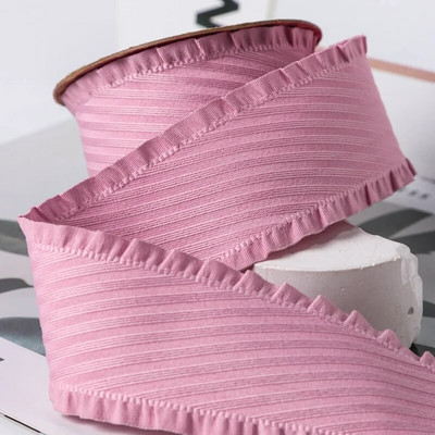 5 Yards Falbala Ruffled Κορδέλα Twill Κορδέλες με φύλλα Lotus 25/38mm Φιόγκοι για τα μαλλιά DIY Crafts Χειροποίητα αξεσουάρ YM2023030201