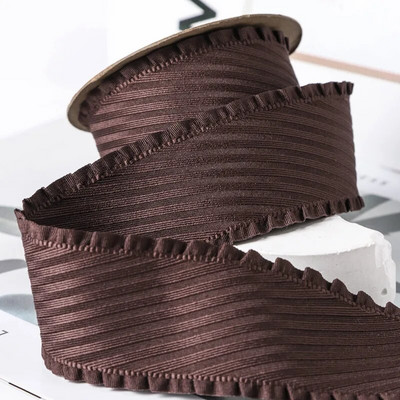 5 Yards Falbala Ruffled Κορδέλα Twill Κορδέλες με φύλλα Lotus 25/38mm Φιόγκοι για τα μαλλιά DIY Crafts Χειροποίητα αξεσουάρ YM2023030201