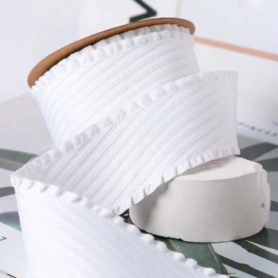 5 Yards Falbala Ruffled Κορδέλα Twill Κορδέλες με φύλλα Lotus 25/38mm Φιόγκοι για τα μαλλιά DIY Crafts Χειροποίητα αξεσουάρ YM2023030201