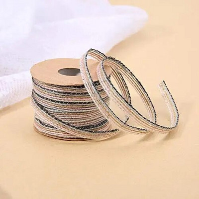 10M/Roll γιούτα λινάτσα ρολά Hessian κορδέλα με δαντέλα για χειροτεχνίες DIY Διακοσμήσεις γάμου Κορδέλες Χριστουγεννιάτικα δώρα Συσκευασία συσκευασίας