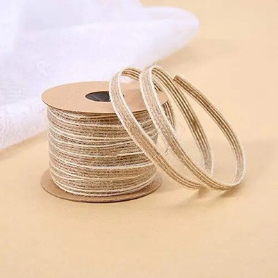 10M/Roll γιούτα λινάτσα ρολά Hessian κορδέλα με δαντέλα για χειροτεχνίες DIY Διακοσμήσεις γάμου Κορδέλες Χριστουγεννιάτικα δώρα Συσκευασία συσκευασίας
