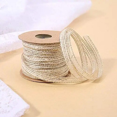 10M/Roll γιούτα λινάτσα ρολά Hessian κορδέλα με δαντέλα για χειροτεχνίες DIY Διακοσμήσεις γάμου Κορδέλες Χριστουγεννιάτικα δώρα Συσκευασία συσκευασίας